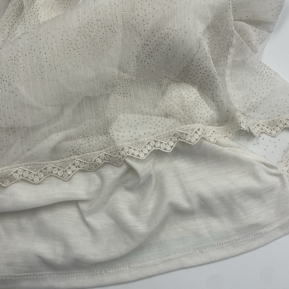 Chelsea&Violet Boho Dress , Ivory/Gold Bead, Lined, Long Sheer Sleeves, Size S - Picture 8 of 16